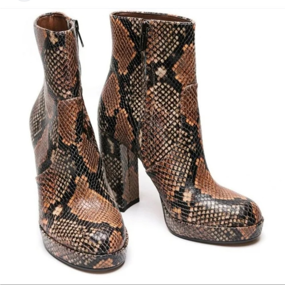 Vince Camuto snake skin booties